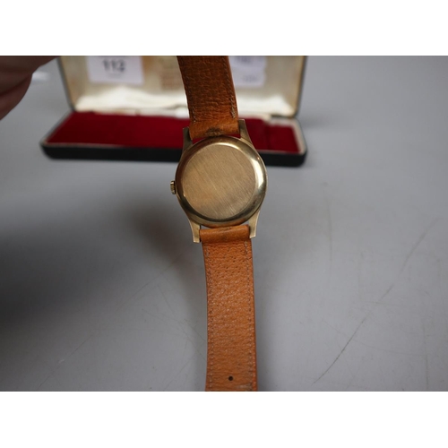 112 - 1950's 9ct gold Garrard watch in working order