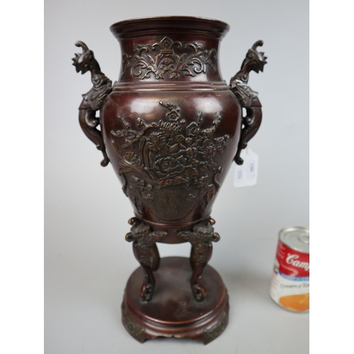 176 - Oriental bronze urn - Approx height: 35cm