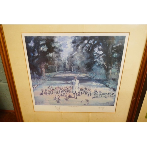 318 - 2 prints - 'On The Moors' signed Munnings & 'Walking Out' signed Michael Lyne