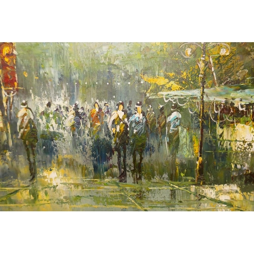 328 - Impressionist oil on board signed R Simmons - Approx image size: 89cm x 59cm