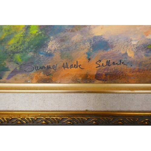 330 - Oil painting - Summer Hack Sellack signed Anthony J Avery - Approx image size: 75cm x 49cm