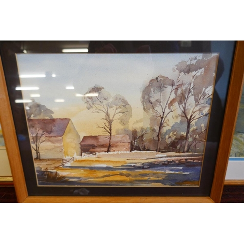334 - Collection of pictures mostly watercolours by local artists