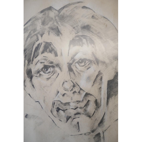336 - Pencil sketch of a clown - Approx image size: 32cm x 47cm