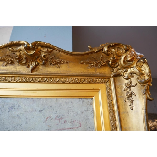 351 - Gilt framed oil on canvas still life - Approx image size: 29cm x 44cm