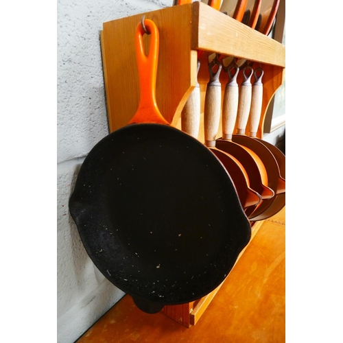 365 - Le Creuset pan set with hanging rack