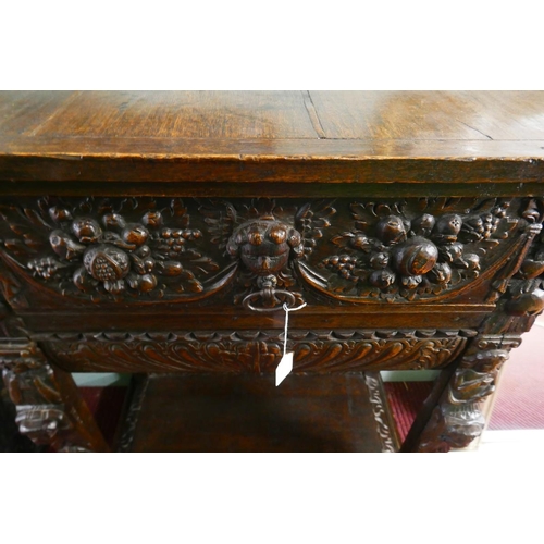 394 - Carved oak hall cabinet - Approx size W: 85cm D: 46cm H: 94cm