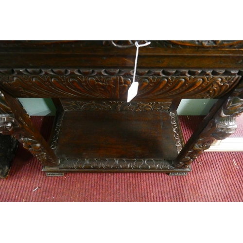 394 - Carved oak hall cabinet - Approx size W: 85cm D: 46cm H: 94cm