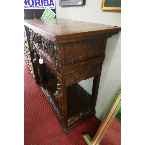 394 - Carved oak hall cabinet - Approx size W: 85cm D: 46cm H: 94cm