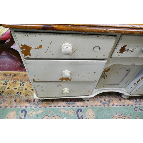 401 - Painted dresser baseL: 155cm W:54cm H: 88cm approx.