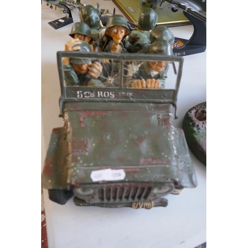 427 - L/E model of a military Jeep together with model of bridge