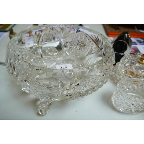 435 - Collection of cut glass to include a glass teapot warmer