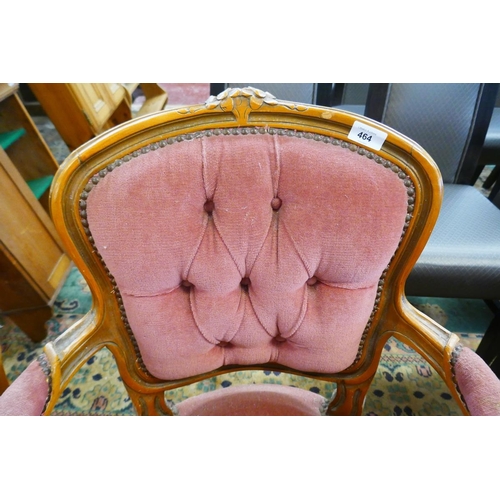 464 - Pair of French button back  armchairs 