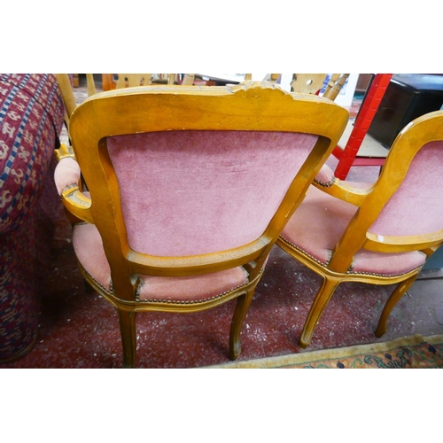 464 - Pair of French button back  armchairs 