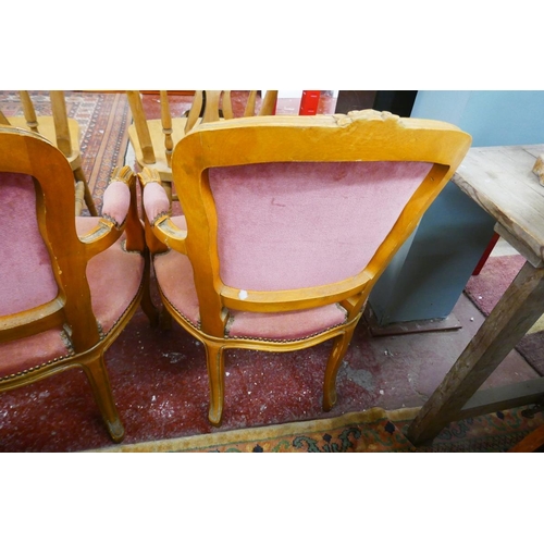 464 - Pair of French button back  armchairs 