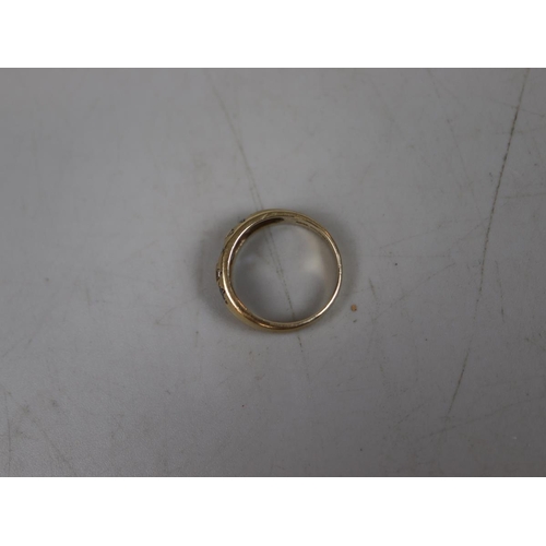 64 - 9ct gold aquamarine diamond set ring - Size O