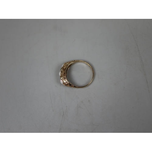 70 - 9ct gold opal & diamond set ring - Size R