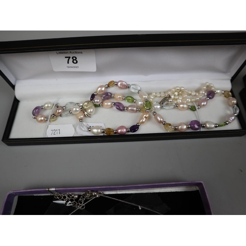 78 - Collection of costume jewellery hallmarked silver necklace and bracelet set