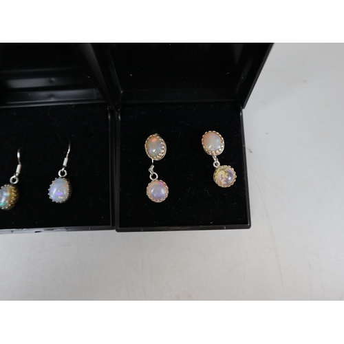 89 - 2 pairs of Ethiopian wello crystal opal earrings