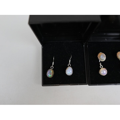 89 - 2 pairs of Ethiopian wello crystal opal earrings