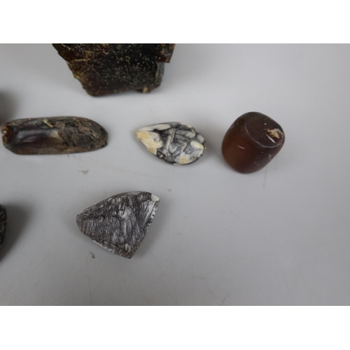92 - Collection of raw amber to include Indonesian blue