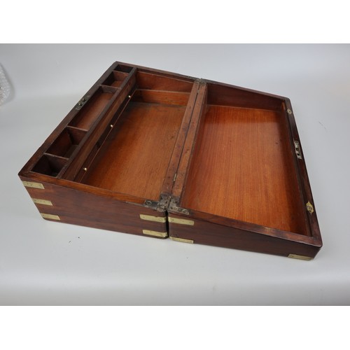 279 - Victorian brass bound writing box with 3 internal drawers