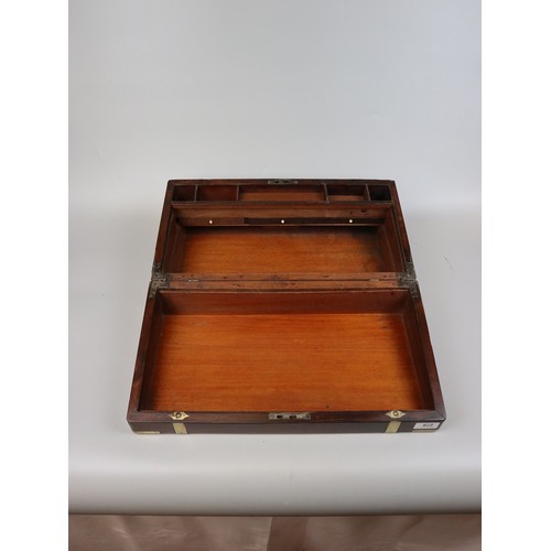 279 - Victorian brass bound writing box with 3 internal drawers