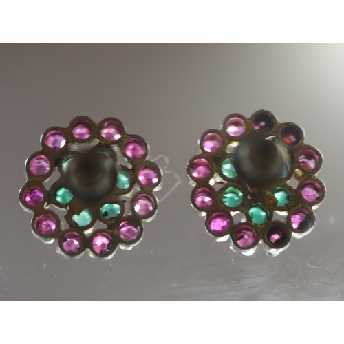 87 - Pair of antique stone set earrings