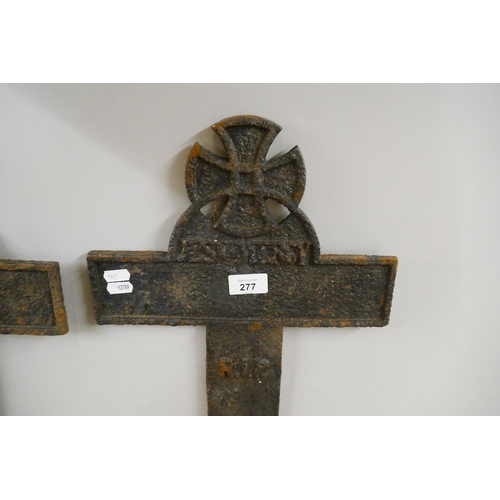 277 - Pair of cast iron grave markers - Approx height: 100cm