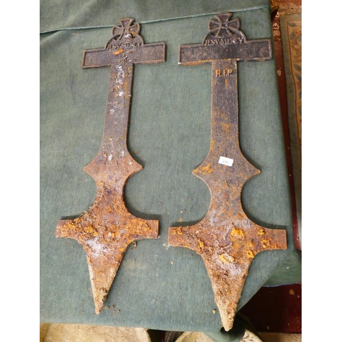 278 - Pair of cast iron grave markers - Approx height: 100cm