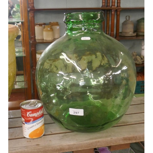 297 - Green glass carboy - Approx height: 37cm