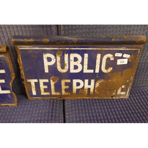 308 - 3 enamel public telephone signs