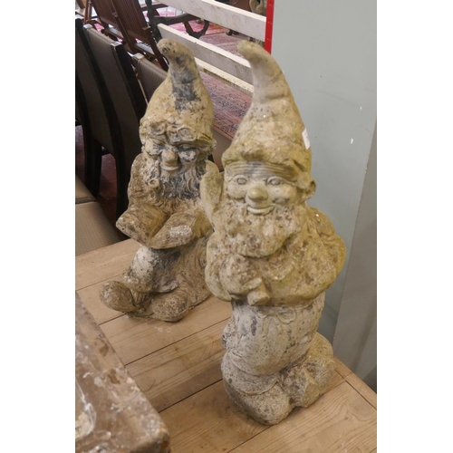 313 - Pair of antique garden gnomes - Approx height of tallest: 50cm