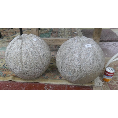 317 - Pair of granite orbs