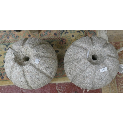 317 - Pair of granite orbs