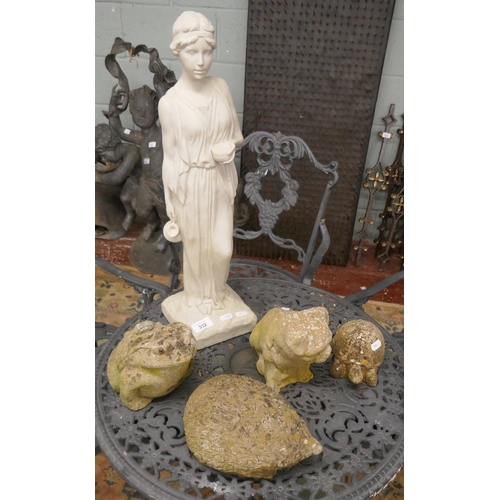 332 - 5 stone garden ornaments