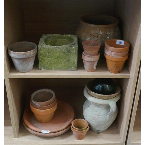 342 - Collection of terracotta pots ect