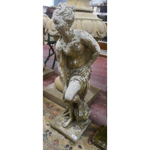 379 - Stone figure of lady - Approx height: 90cm