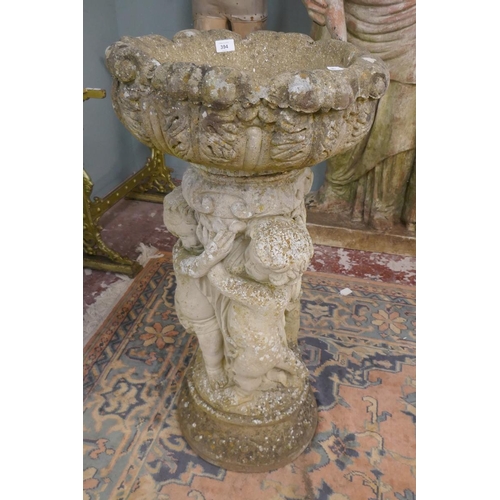 394 - Stone planter on plinth - Approx height: 99cm