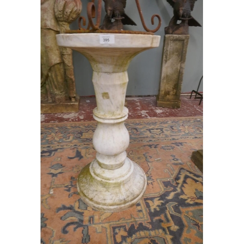 395 - Metal sphere on marble plinth - Approx height: 137cm