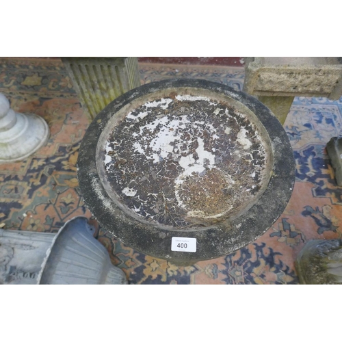 400 - Stone birdbath - Approx height: 72cm