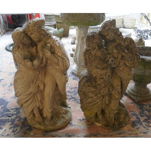 402 - Pair of stone figurines, boy and girl - Approx height: 72cm