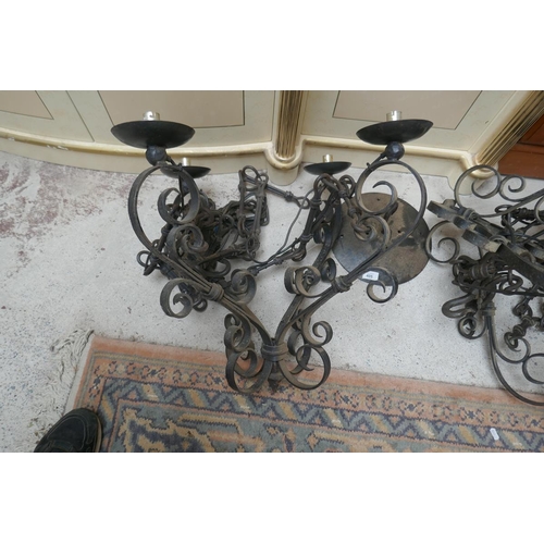 405 - Pair of wrought iron chandelliers