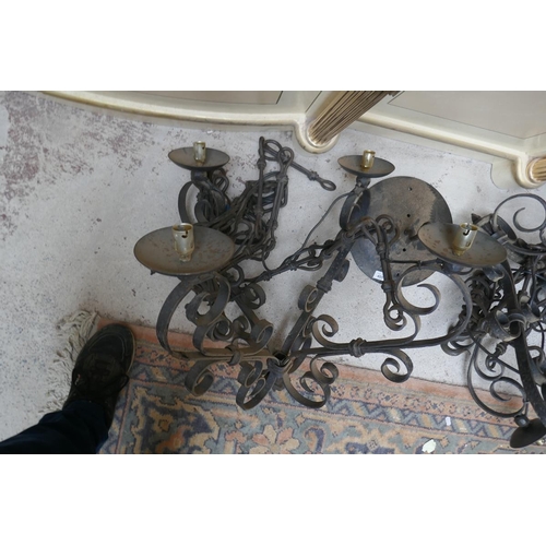 405 - Pair of wrought iron chandelliers