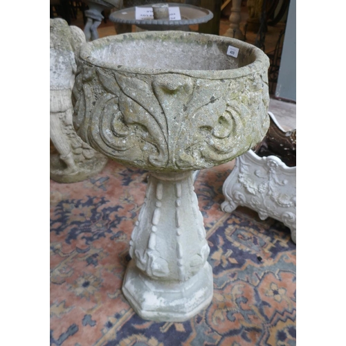 409 - Stone planter on plinth - Approx height: 76cm