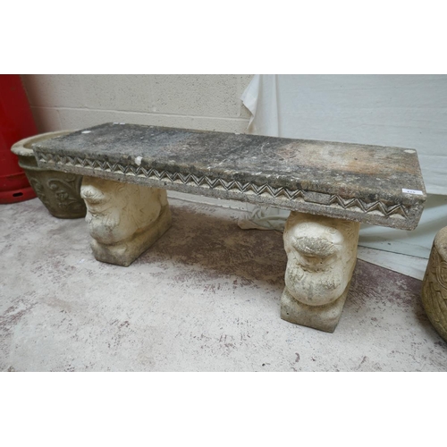 415 - Stone bench with lion & ball legs