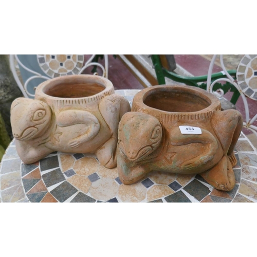 454 - Pair of terracotta lizard planters