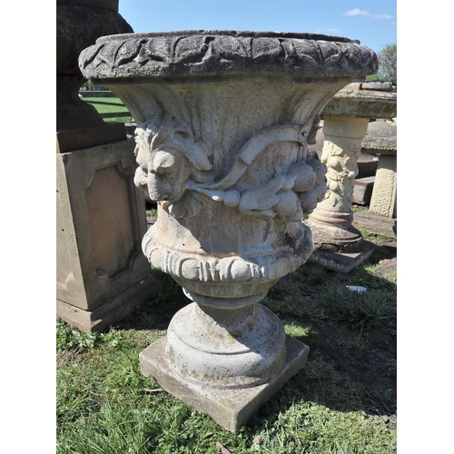 71 - Pair of large stone planters - Approx height: 73cm