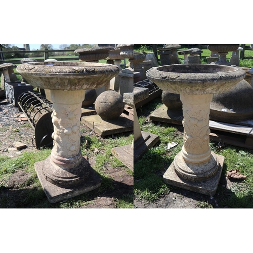 72 - Pair of stone birdbaths - Approx height: 68cm