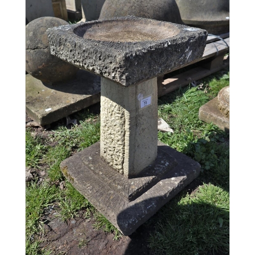 73 - Stone birdbath - Approx height: 49cm