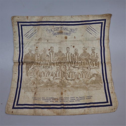 193 - Handkerchief commemorating 1931 FA cup final - West Bromwich Albion